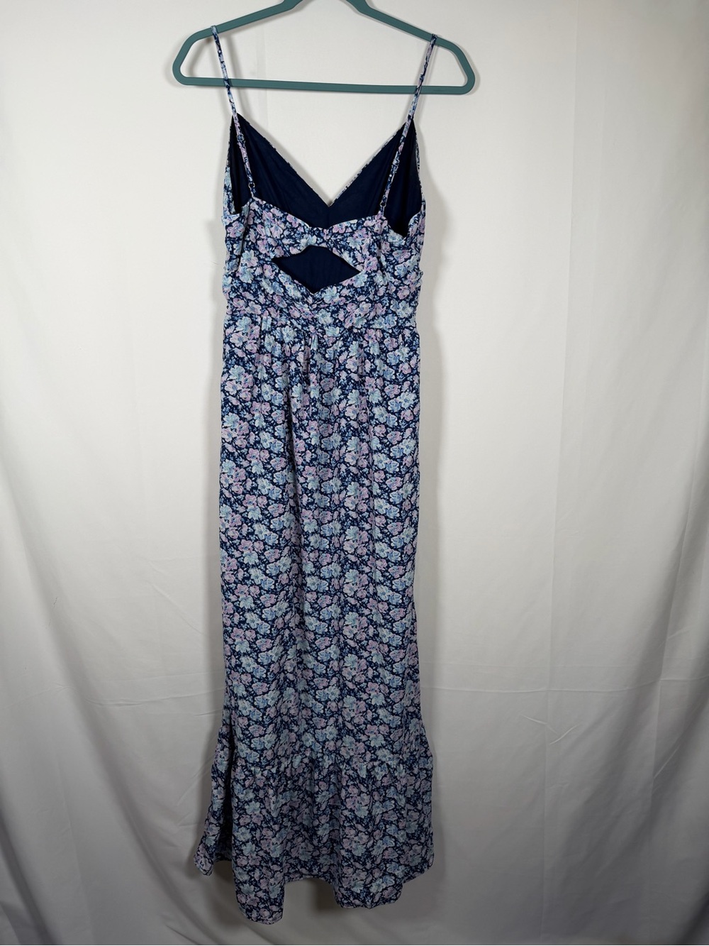 Wedding Guest, Graduation Dress Blue and Pink Babydoll Floral Maxi Dress - Picture 7 of 9